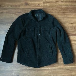 Express Men Black Sherpa Flannel Jacket